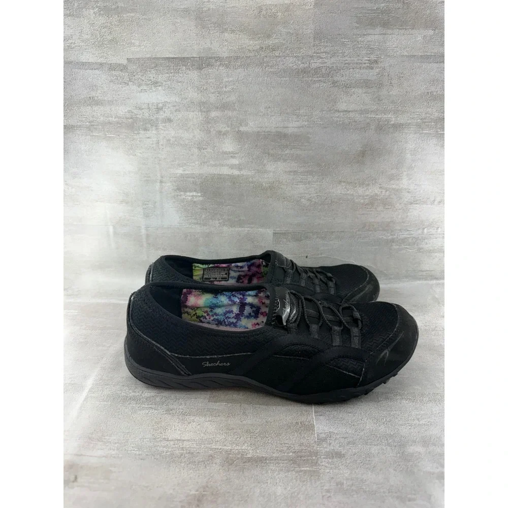 Skechers Relaxed Fit Memory Foam Black Bungee Slip On Shoes 23030TX Women Sz 8.5